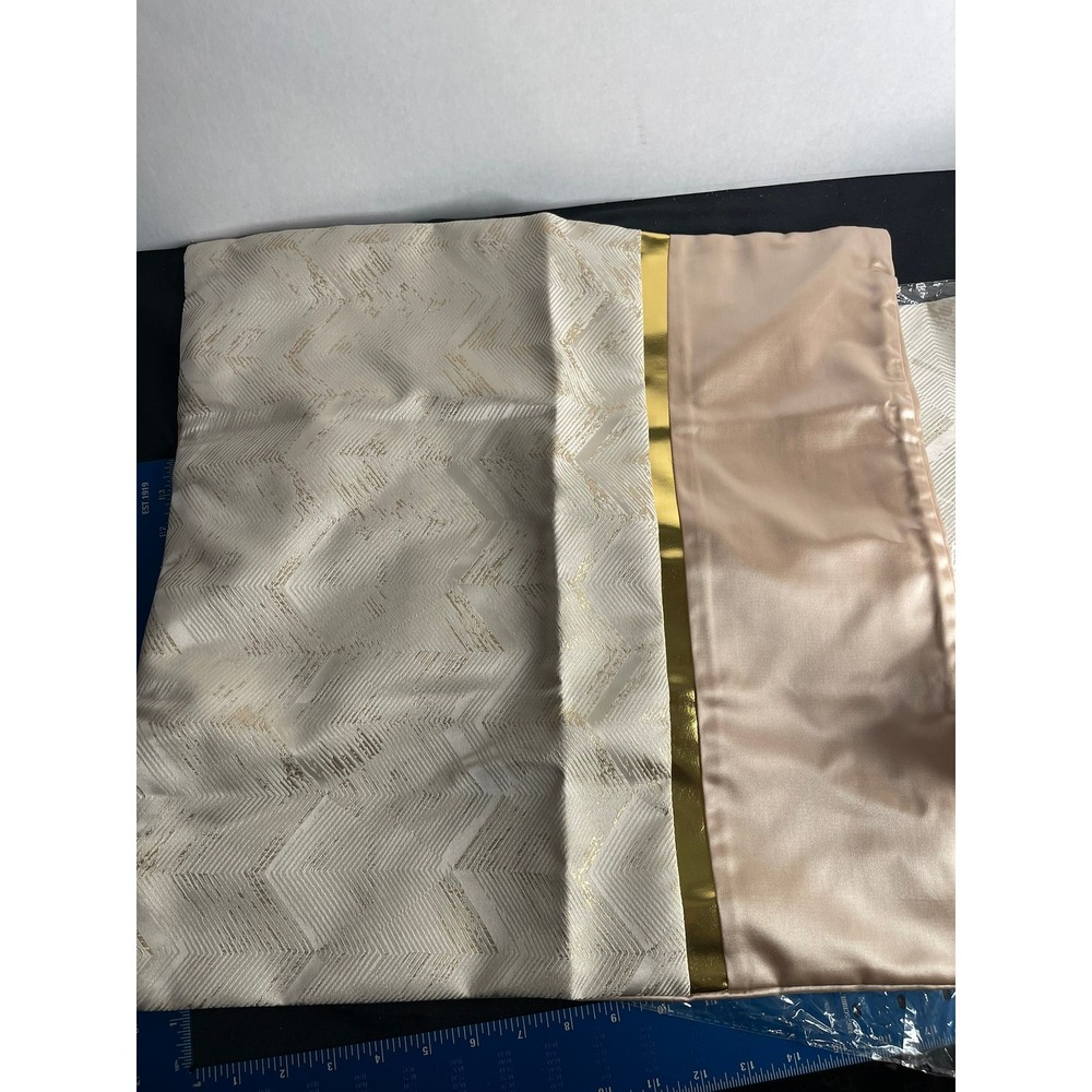 Set of 2‎ Gold and Cream Chevron Metallic Throw Pillow Covers 19x19 Square Glam